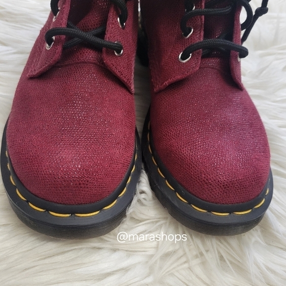 DR MARTENS Pascal Stingray Textured Leather Boot Glitter Ray Cherry Red - Picture 5 of 8
